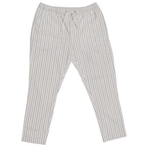 Mens Jogger Pants Large Ivory Striped Cotton Drawstring Loose Fit Casual Beach